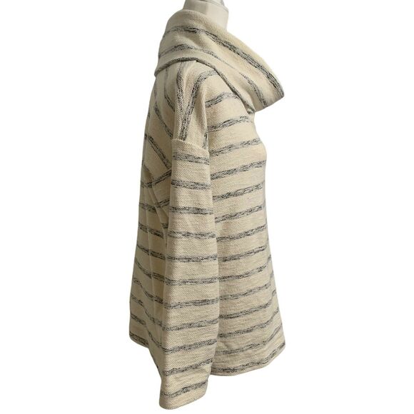 Loft Pullover Sweater Small Womens Ivory Black Striped Cowl neck Texture - Picture 3 of 11